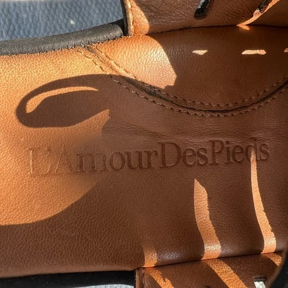 L’Amour Des Pieds Amarli Black Nubuck Leather Ribbon Platform Sandals 8 - Picture 3 of 8